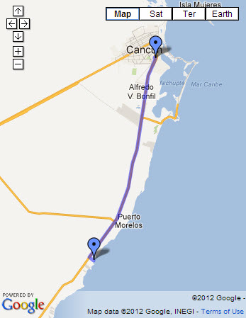 Photo of Google Map with Driving Directions to Superama (Ibis Hotel), Cancun
