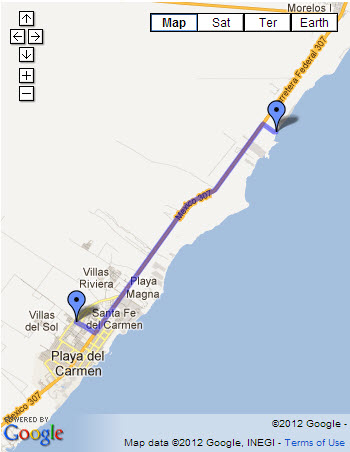Photo of Google Map with Driving Directions to Wal-Mart - Ejido, Playa Del Carmen