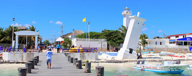 Puerto Morelos's landmark a leaning lighthouse tower that shows the Soul of Mexico's Caribbean.