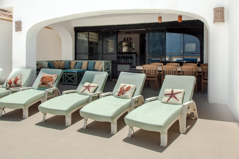 Puerto Morelos |Secret Beach Villas | Shell Villa |view of Outside Patio Dining table and Lounge Chairs