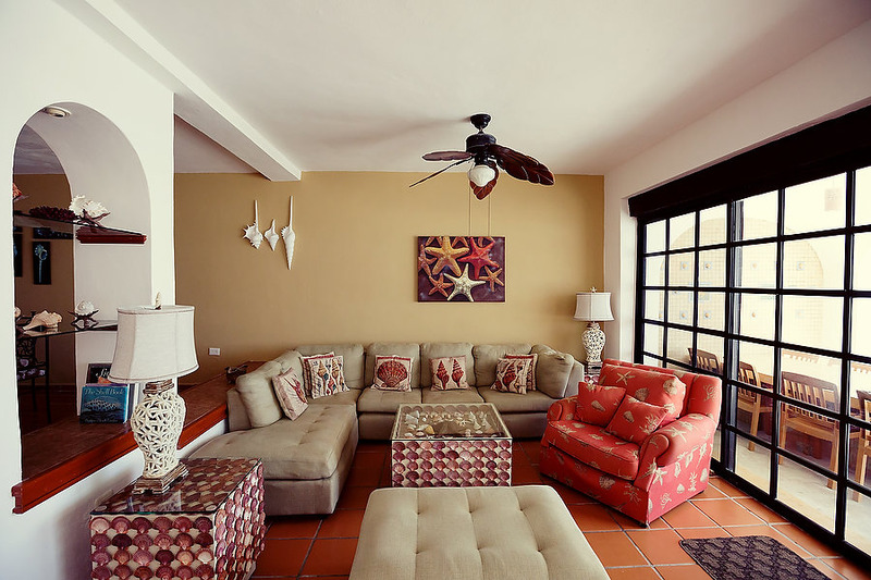 Puerto Morelos |Secret Beach Villas | Shell Villa | Living Room has a Large Sectional